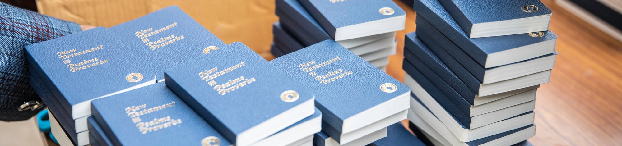 Stack of Gideon bibles