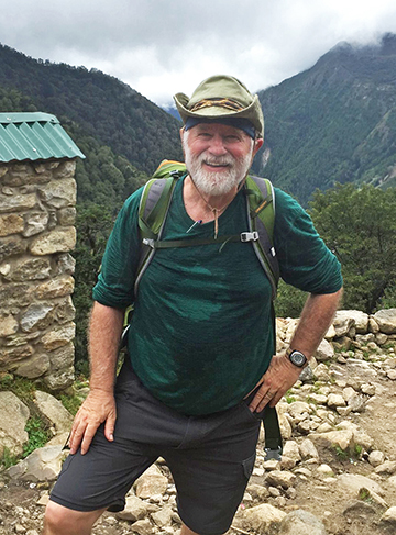 71-year old Les Connell on his climb to Mt. Everest.